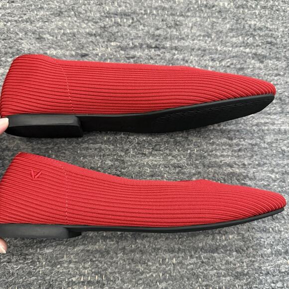 VIVAIA Shoes US 9 EURO 40.5 Square-Toe V-Cut Flats Margot 2.0 Red Ballet Knit - Picture 12 of 13